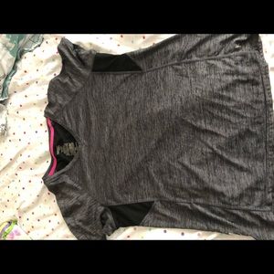 gray and black workout top